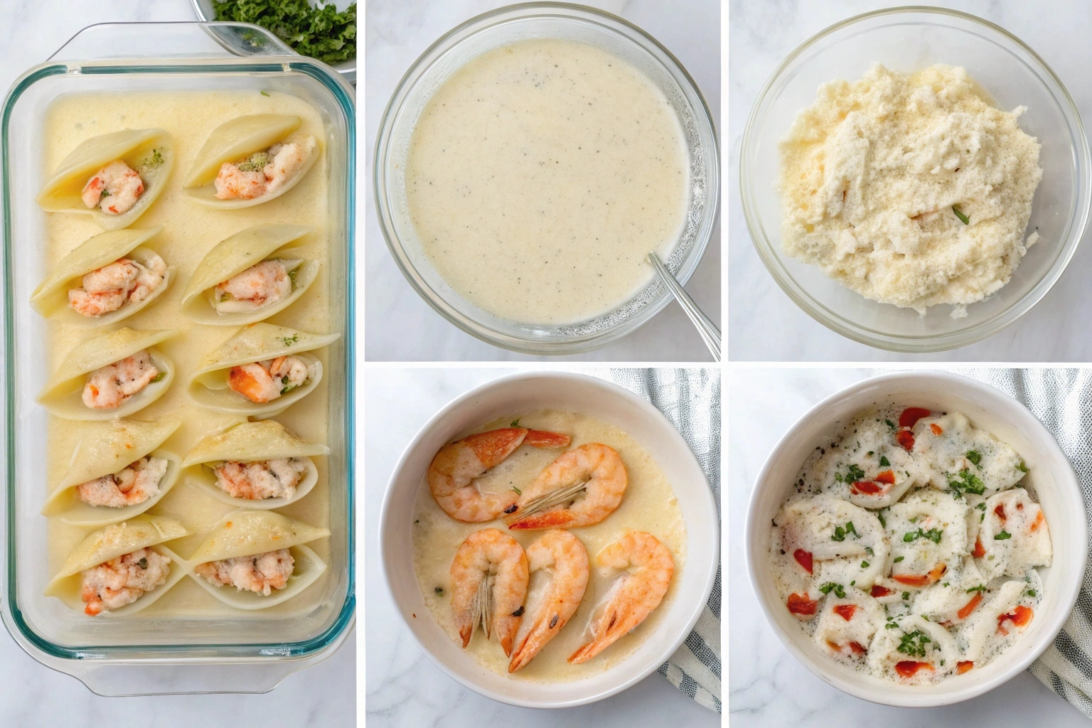 Shrimp and Crab Stuffed Shells with Alfredo Sauce