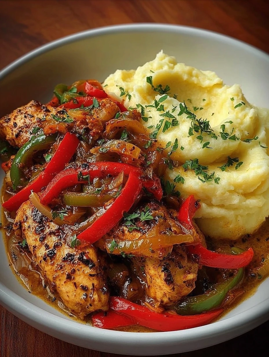 Cajun Chicken with Pepper Medley and Creamy Mashed Potatoes