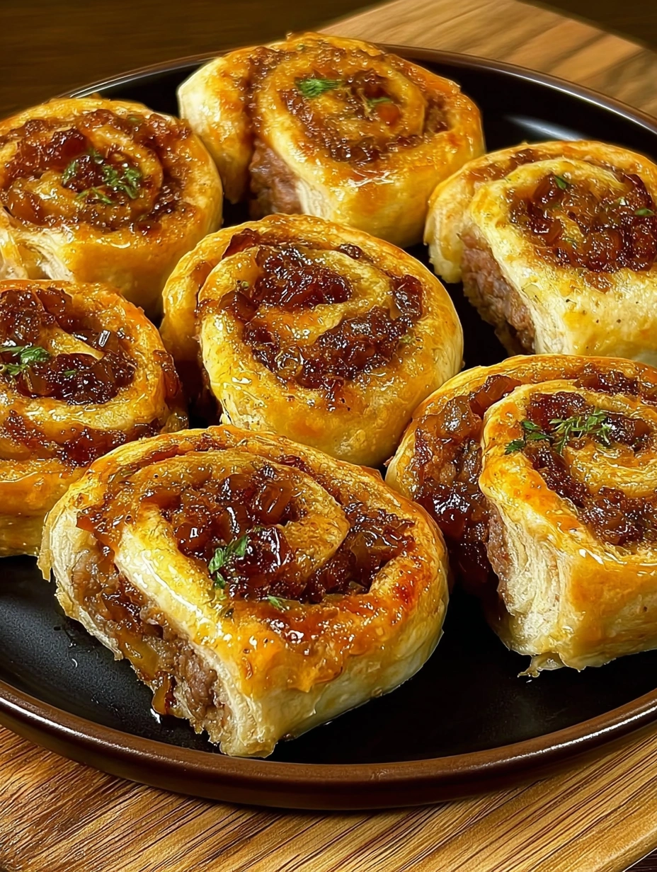 Savory Beef & Onion Puff Pastry Rolls
