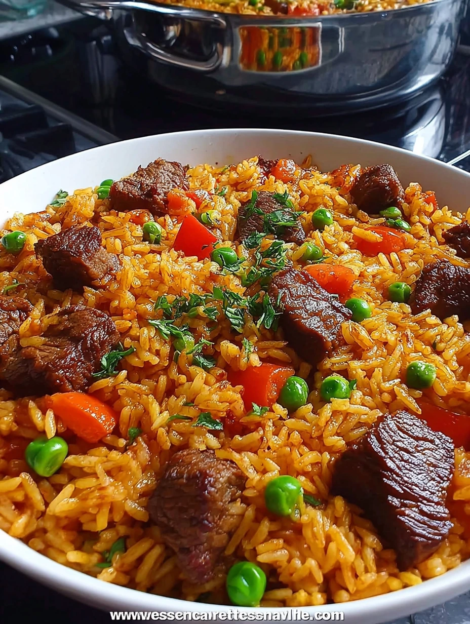 African-Style Beef Jollof Rice with Veggies