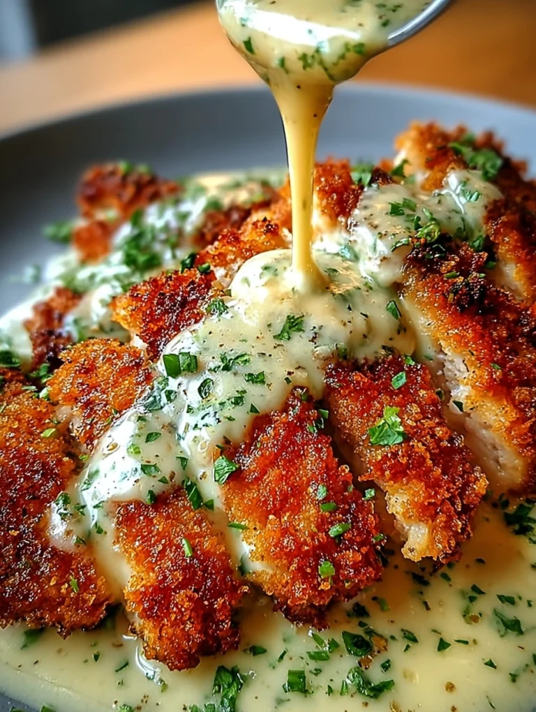 Crispy Chicken Smothered in Creamy Garlic Herb Goodness