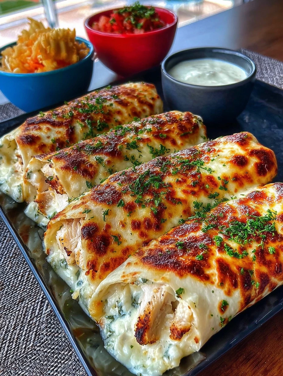 Grilled Chicken Alfredo Cheesy Wraps