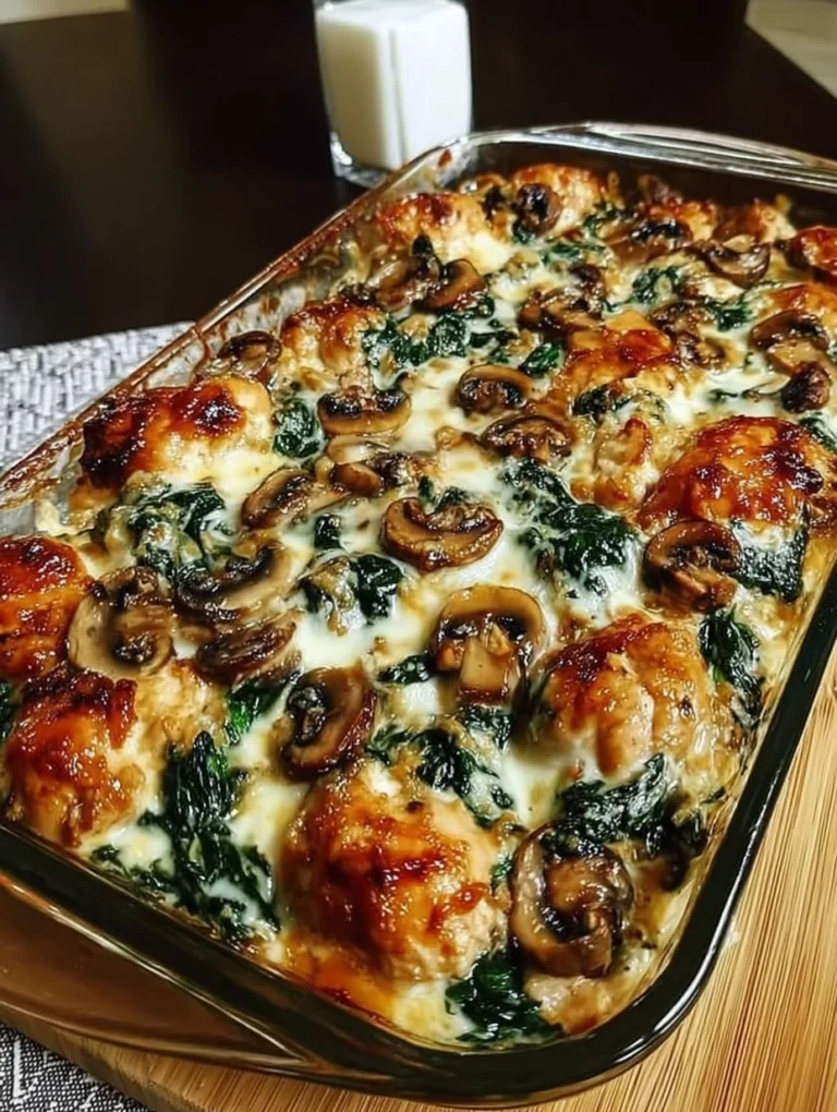 Creamy Spinach & Mushroom Chicken Bake