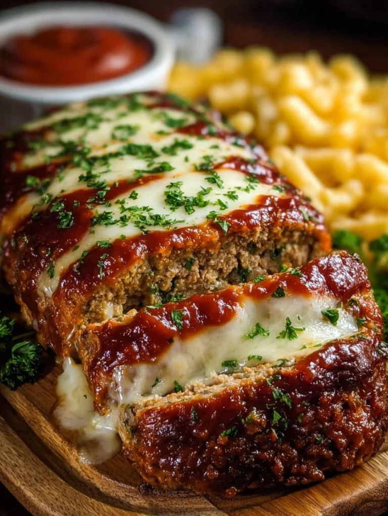Cheesy Italian Meatloaf with Marinara Glaze