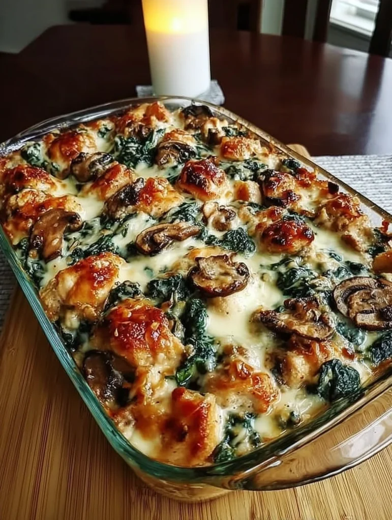 Creamy Spinach & Mushroom Chicken Bake
