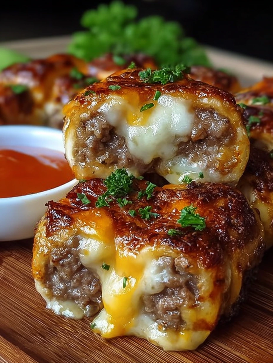 Garlic Butter Cheeseburger Rollups