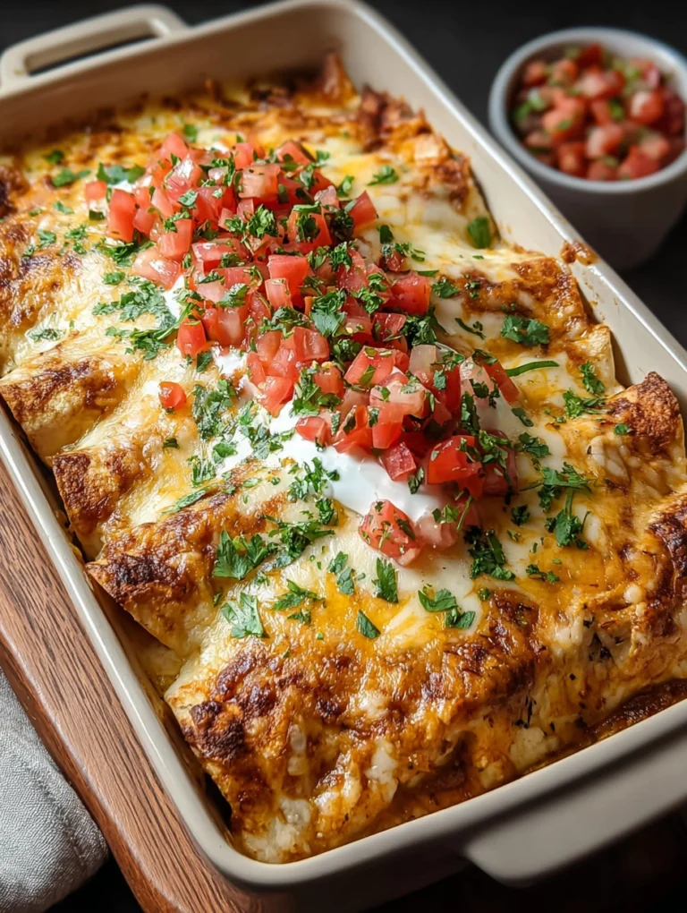 Queso Chicken Enchiladas Bake
