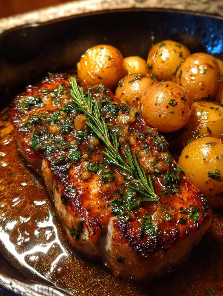 Garlic Herb Pork Chops with Baby Potatoes