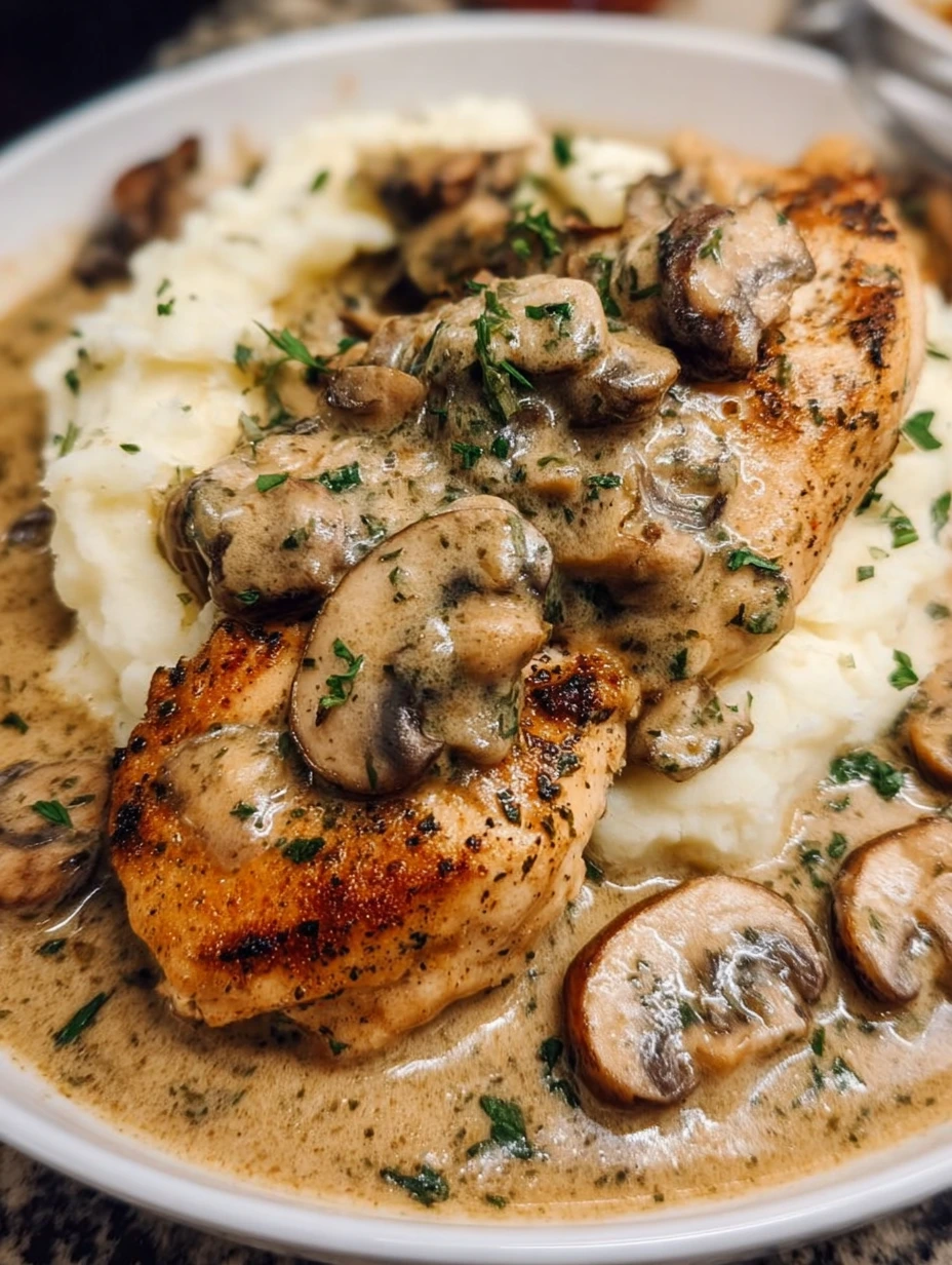 Creamy Mushroom Chicken with Mashed Potatoes