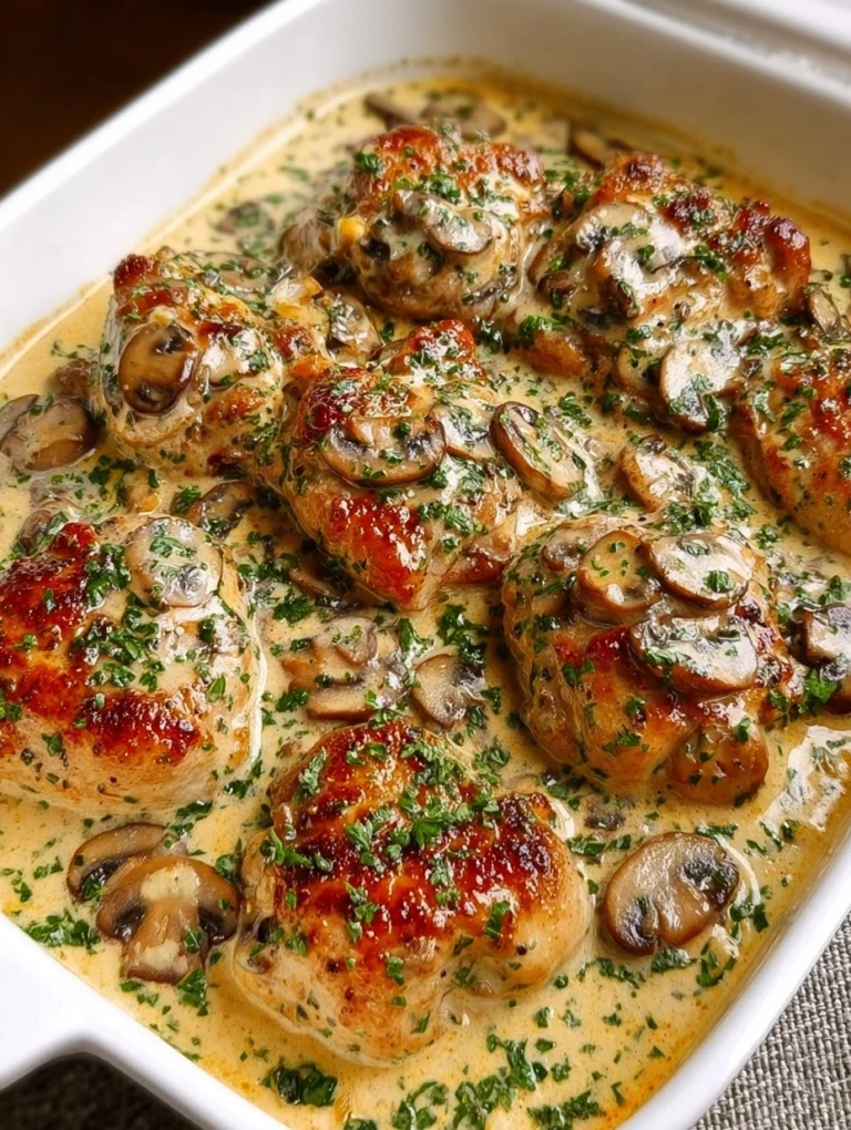 Creamy Garlic Mushroom Chicken Thighs