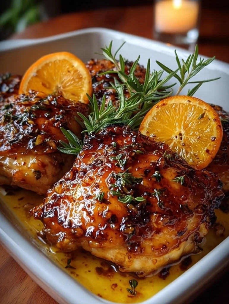 Orange Glazed Roasted Chicken Thighs