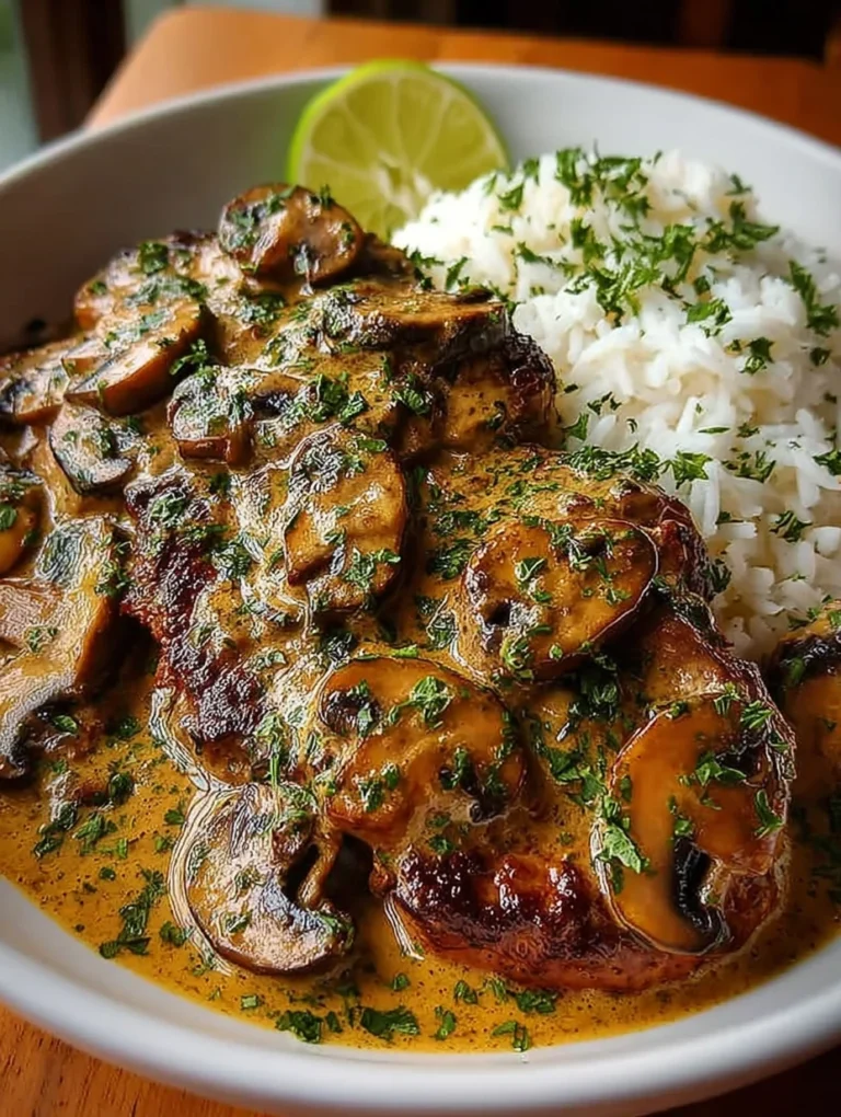 Creamy Mushroom Chicken with Garlic Herb Rice