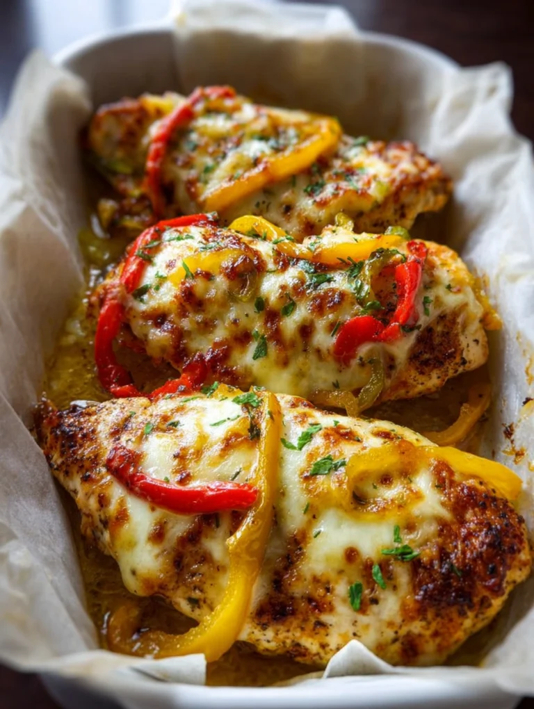 Cheesy Baked Chicken with Sweet Peppers