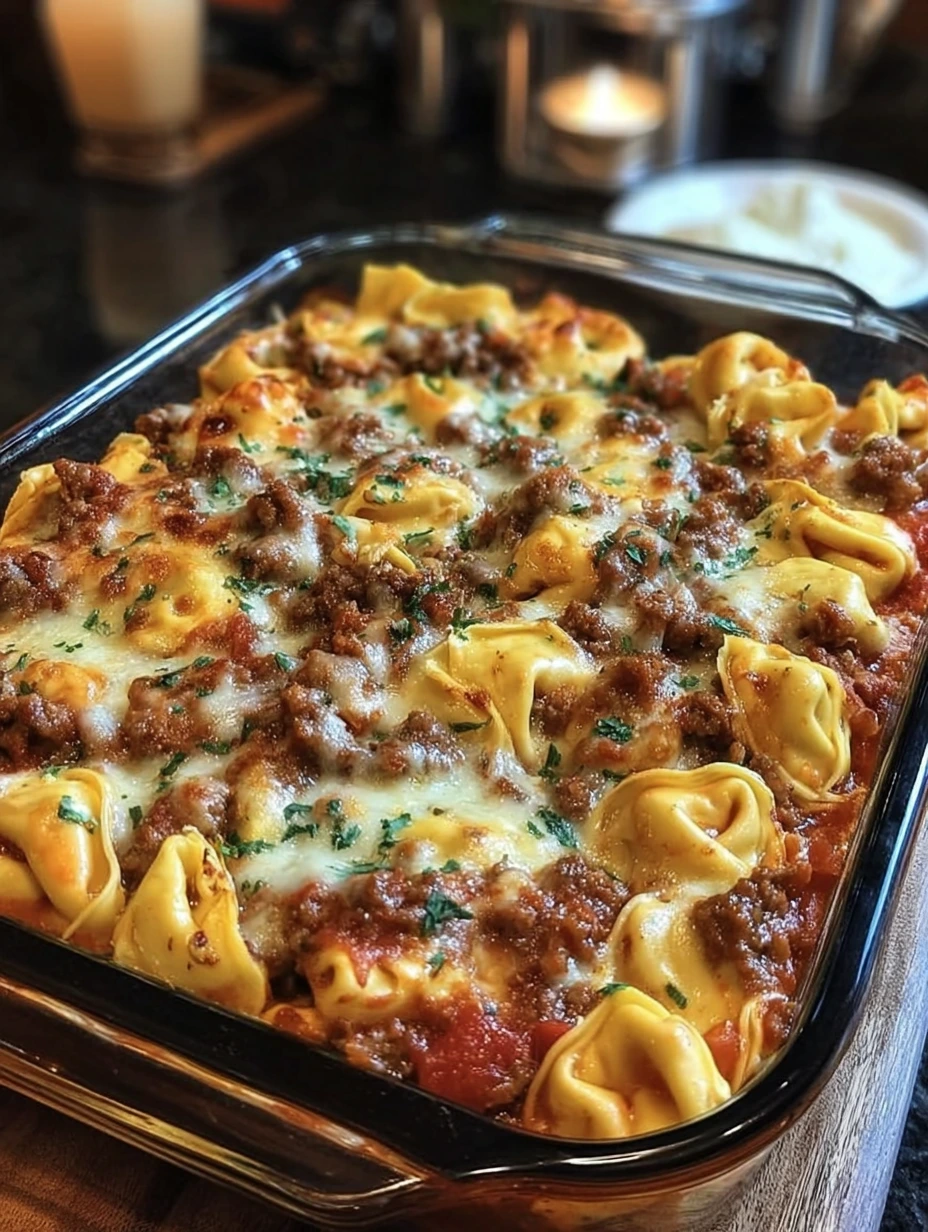 Beef and Cheese Tortellini Bake