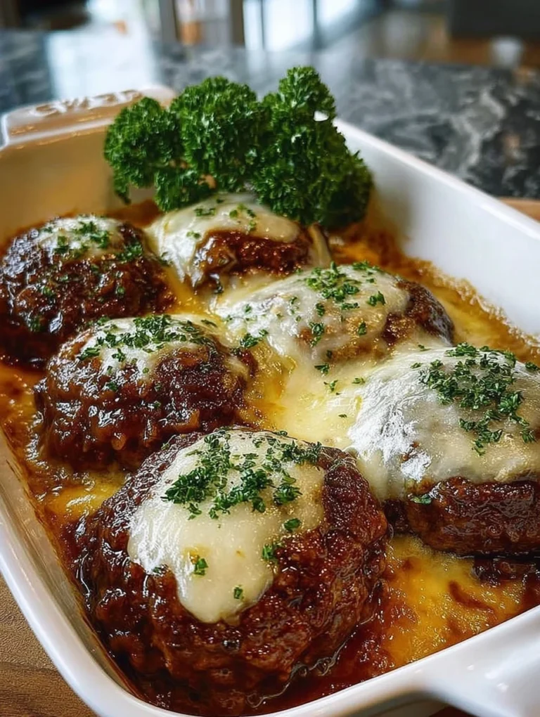 Cheesy Smothered Salisbury Steak with Onion Gravy