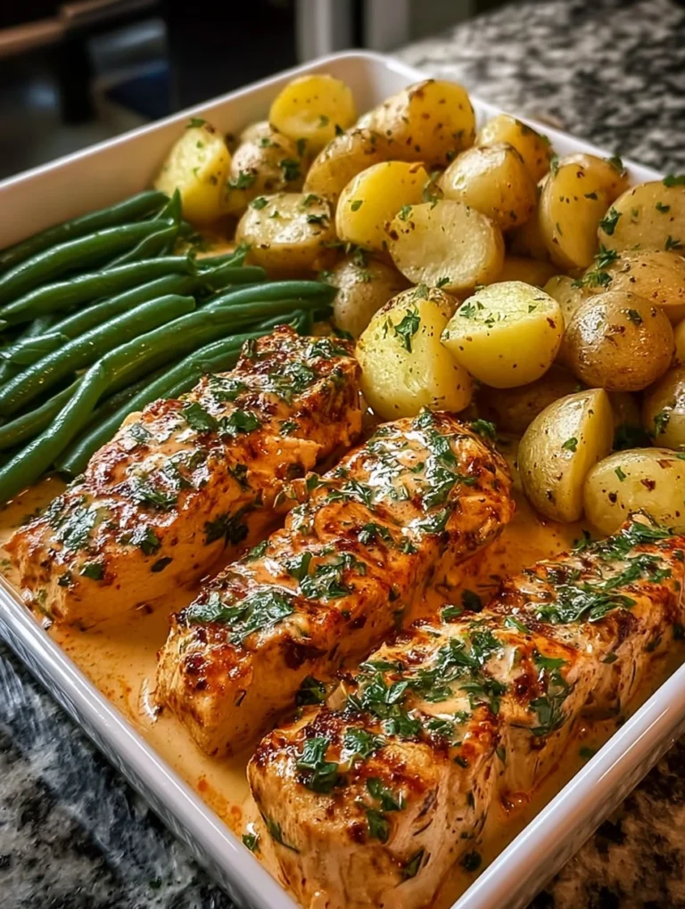 Garlic Butter Chicken with Roasted Potatoes & Green Beans