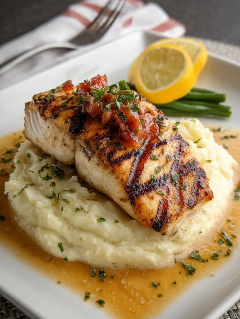 Grilled Lemon Butter Fish with Creamy Mash