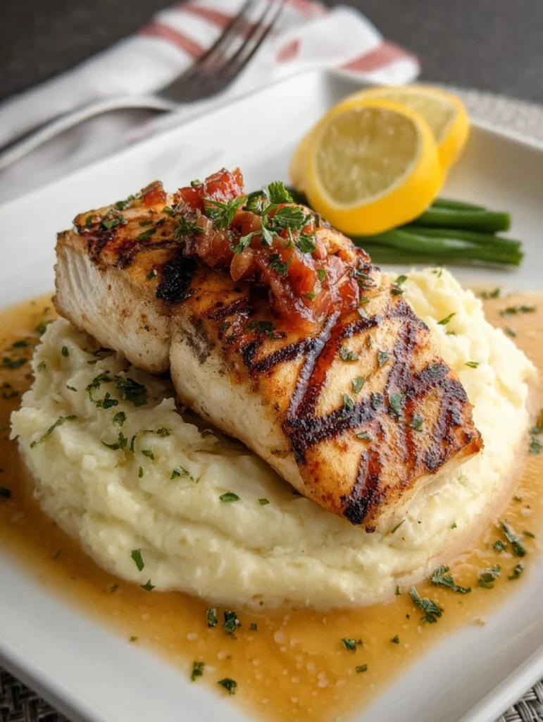 Grilled Lemon Butter Fish with Creamy Mash
