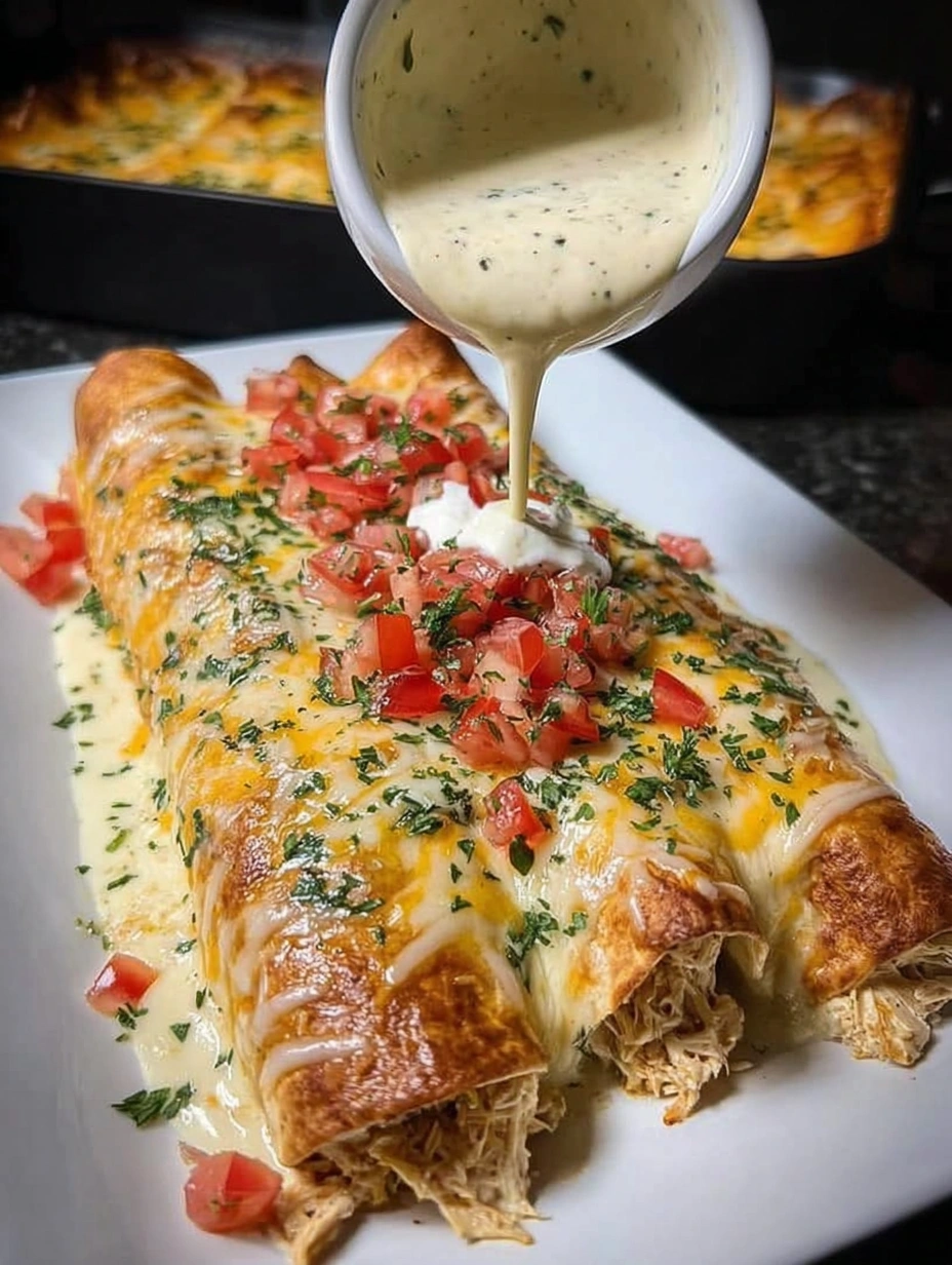 Creamy Chicken Enchiladas with Cheese Sauce