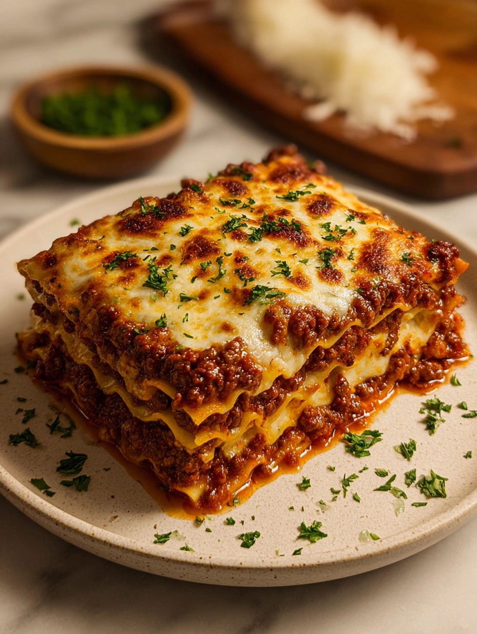 Homestyle Beef Lasagna with Golden Cheese Crust