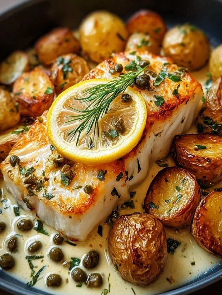 Creamy Lemon Herb Cod with Roasted Baby Potatoes