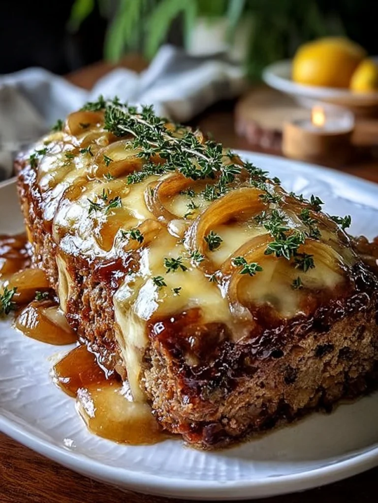 French Onion Meatloaf with Melted Cheese