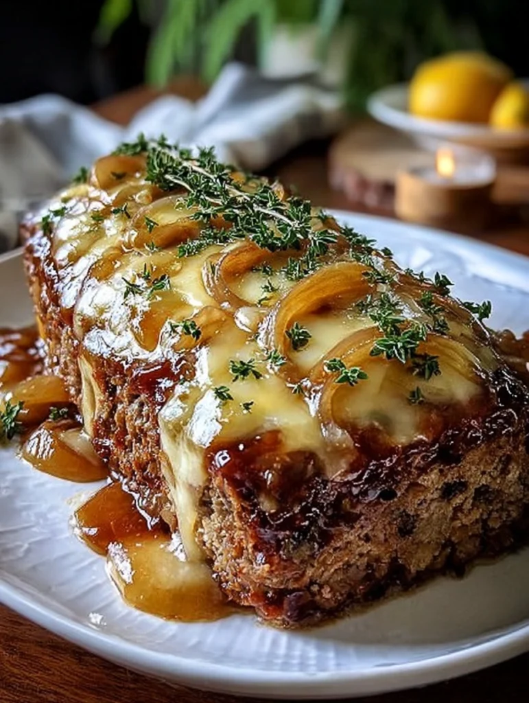 French Onion Meatloaf with Melted Cheese