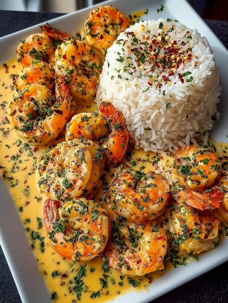 Creamy Garlic Shrimp with Rice
