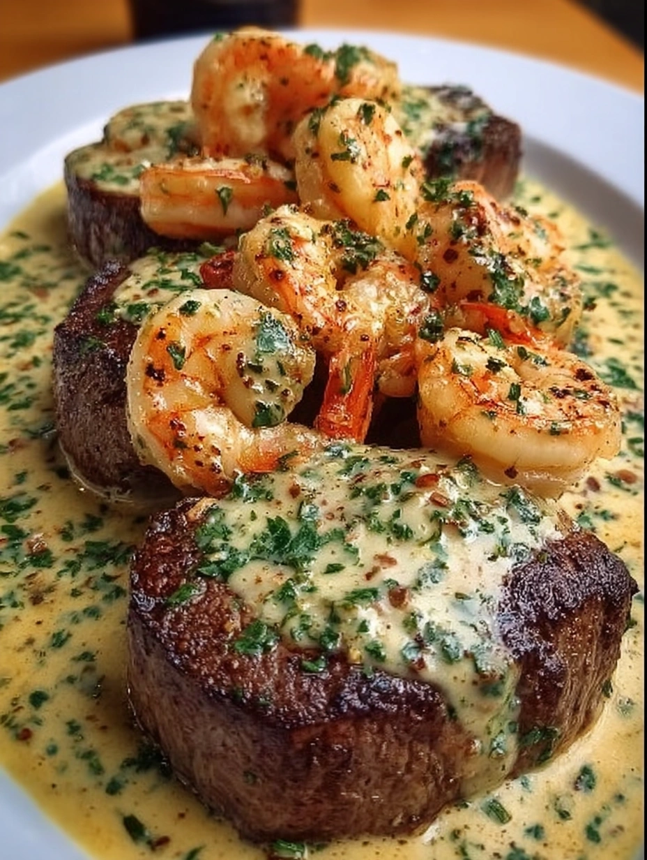 Creamy Garlic Butter Steak & Shrimp