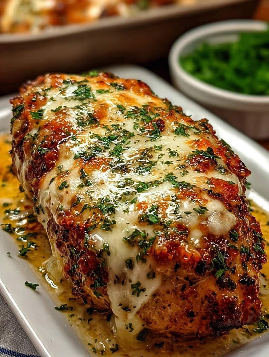 Cheesy Garlic Butter Baked Chicken Breast