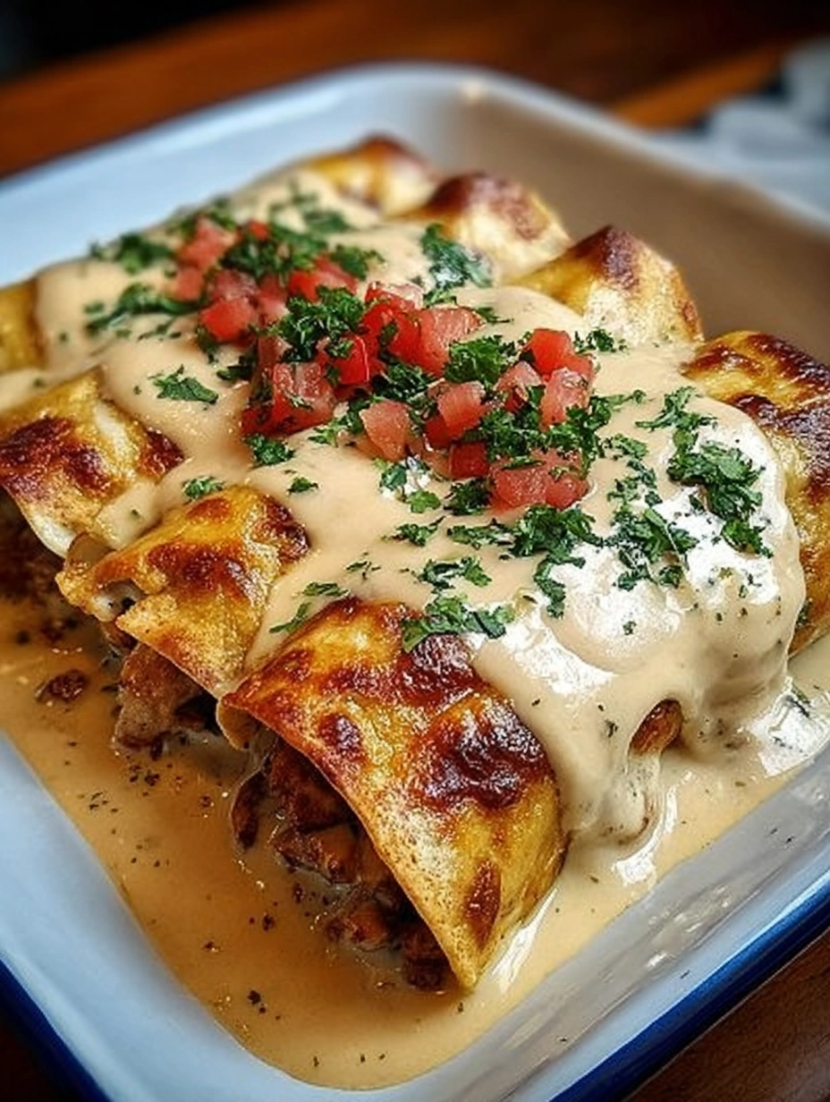 Creamy White Sauce Chicken Enchiladas
