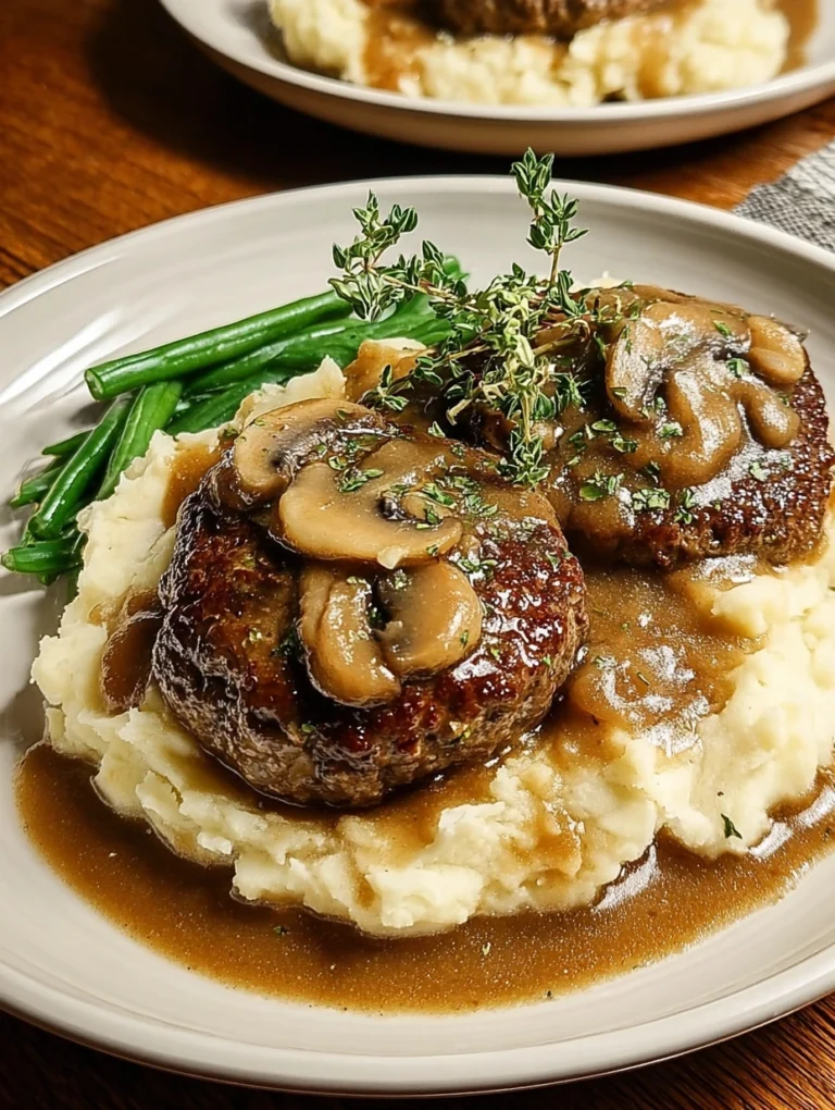 Salisbury Steak with Mushroom Gravy & Creamy Mashed Potatoes