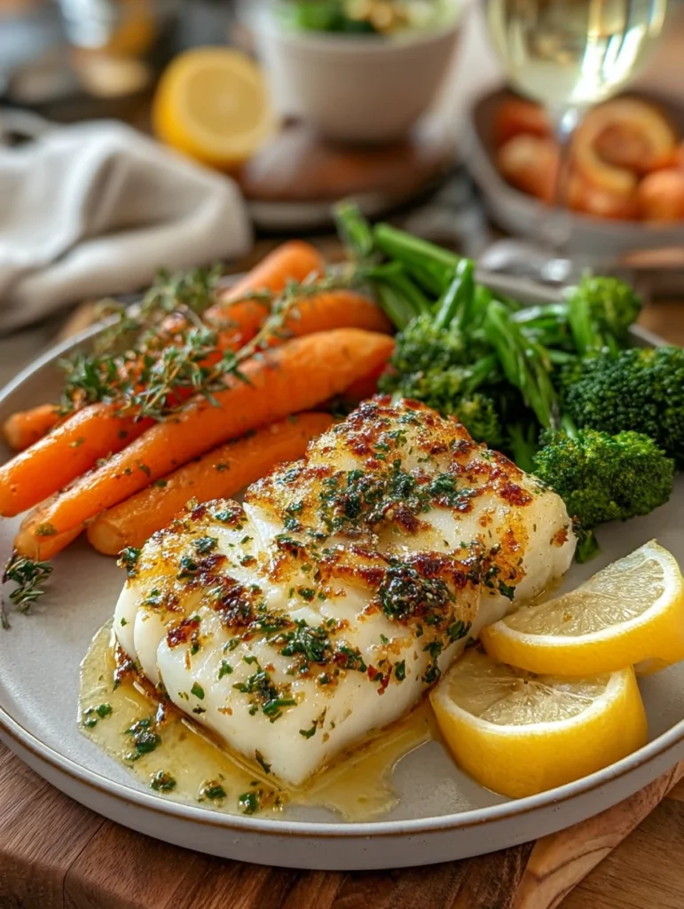 Lemon Herb Butter Cod with Broccoli & Carrots