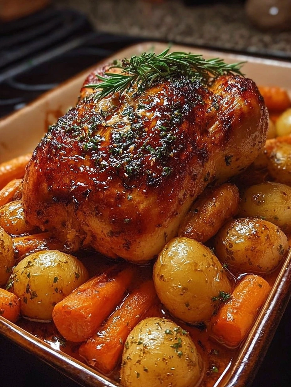Herb Roasted Chicken with Baby Potatoes and Carrots