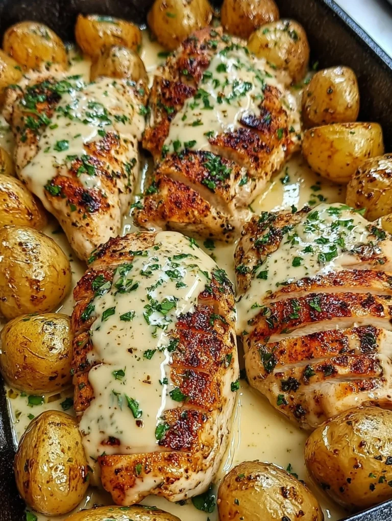 Creamy Garlic Parmesan Chicken with Baby Potatoes