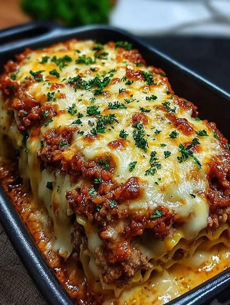 Cheesy Meat Lover’s Lasagna Roll