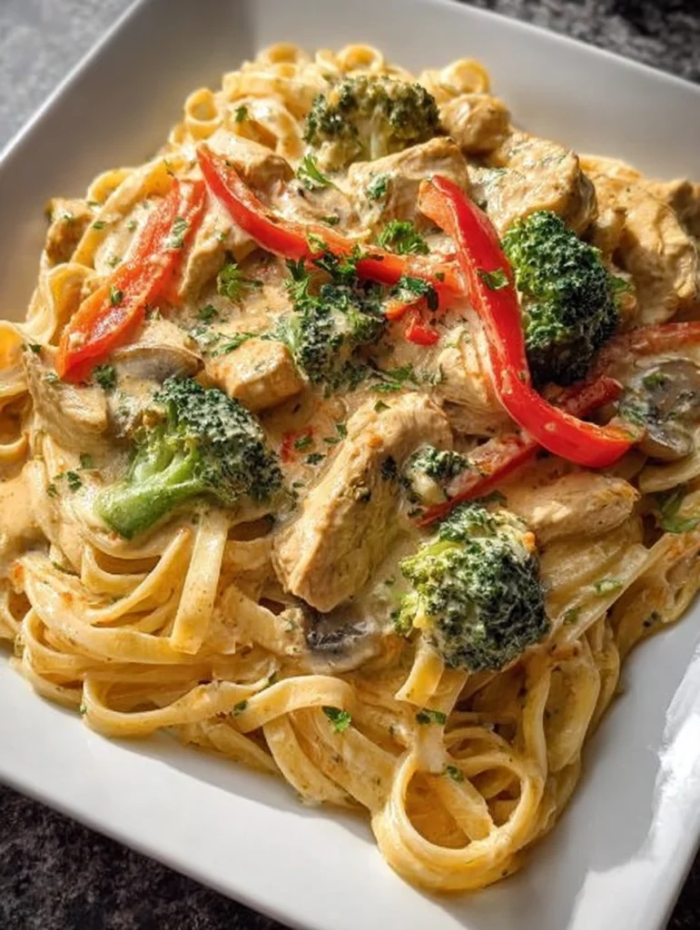 Creamy Chicken & Vegetable Alfredo Pasta