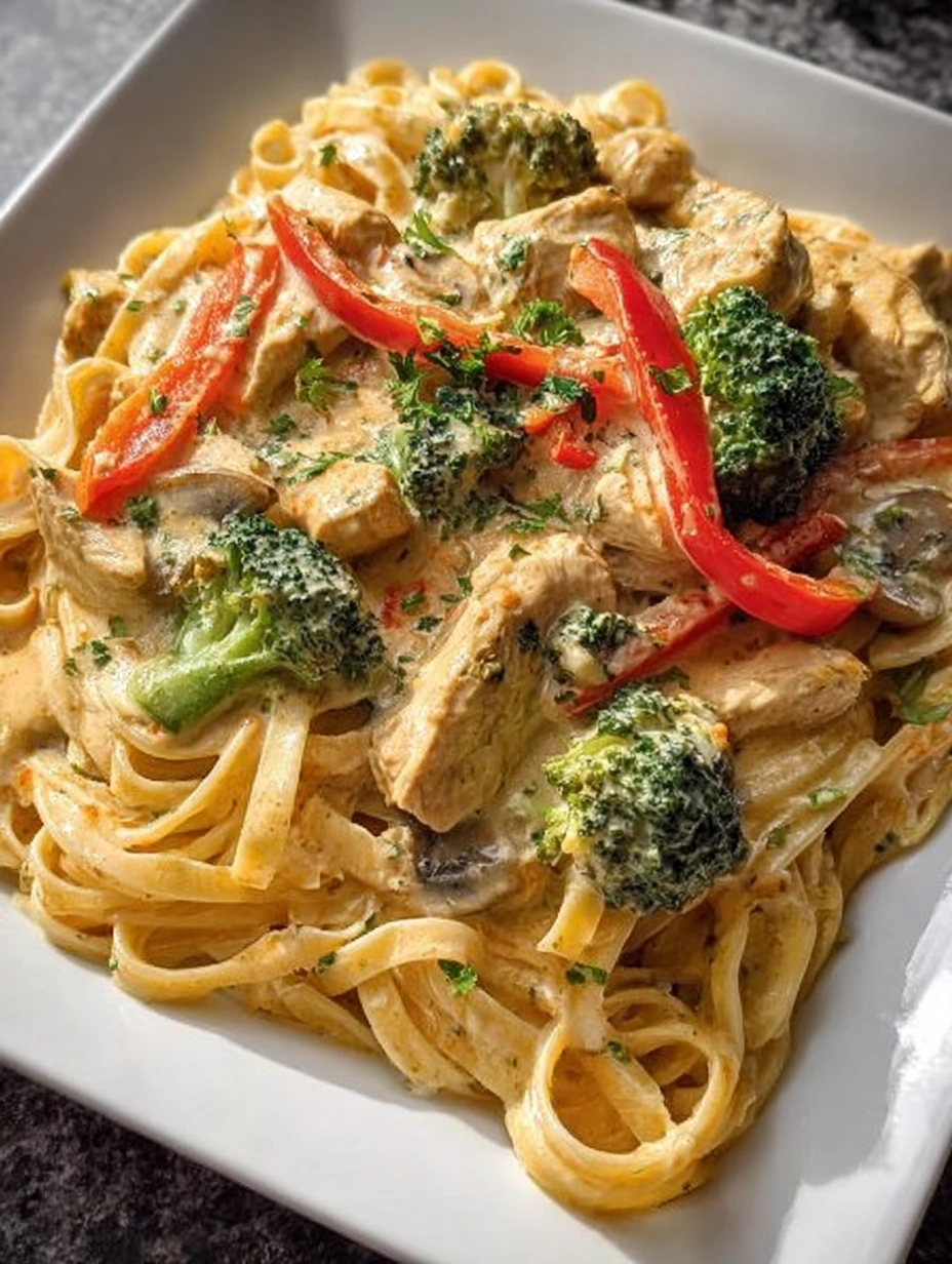 Creamy Chicken & Vegetable Alfredo Pasta