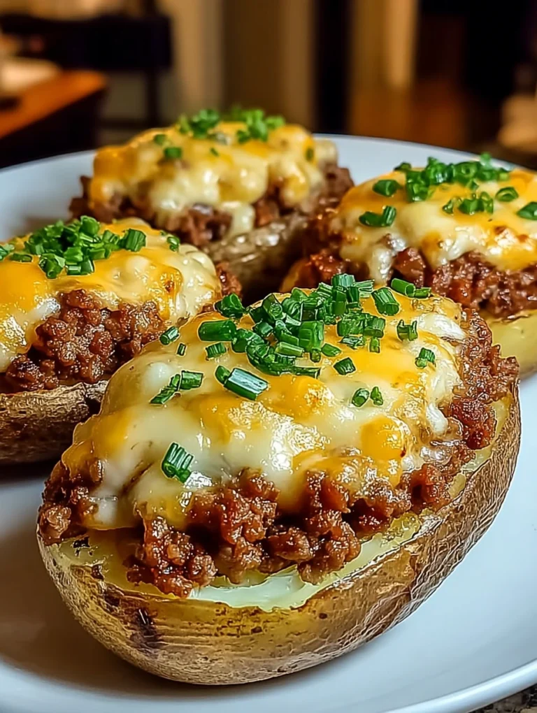 Cheesy Beef Stuffed Baked Potatoes