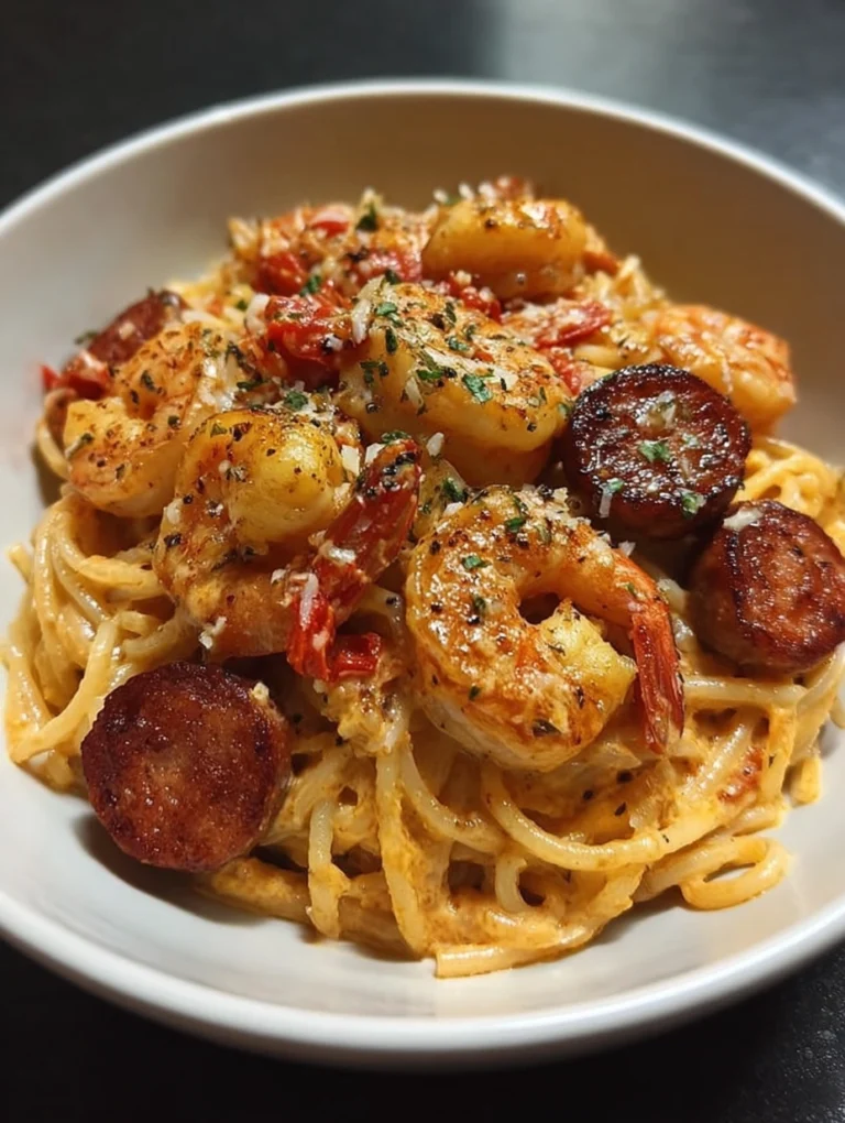Creamy Cajun Shrimp and Sausage Pasta