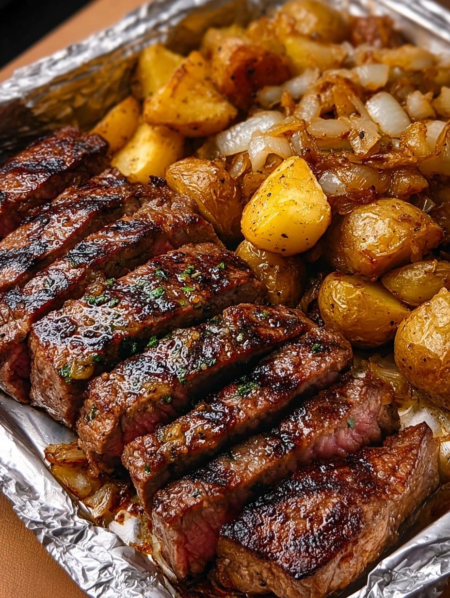 Garlic Butter Steak Bites with Roasted Potatoes