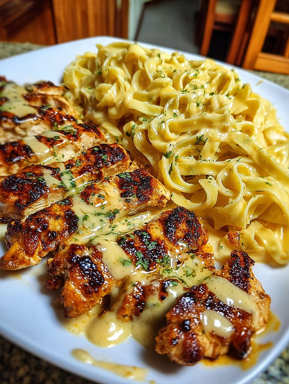 Creamy Garlic Parmesan Chicken with Fettuccine