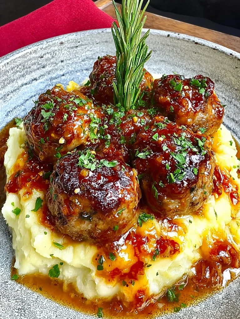 Savory Meatballs with Garlic Mashed Potatoes