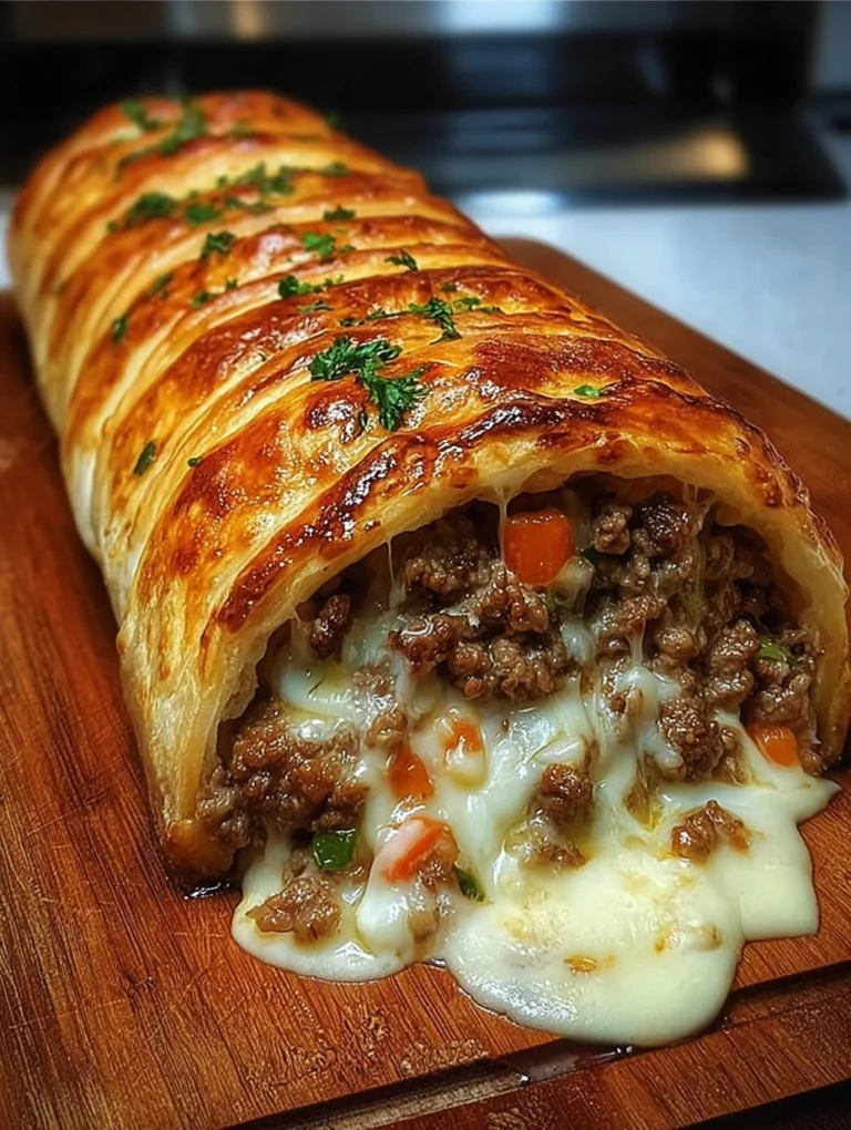 Cheesy Beef Stuffed Crescent Roll Bake