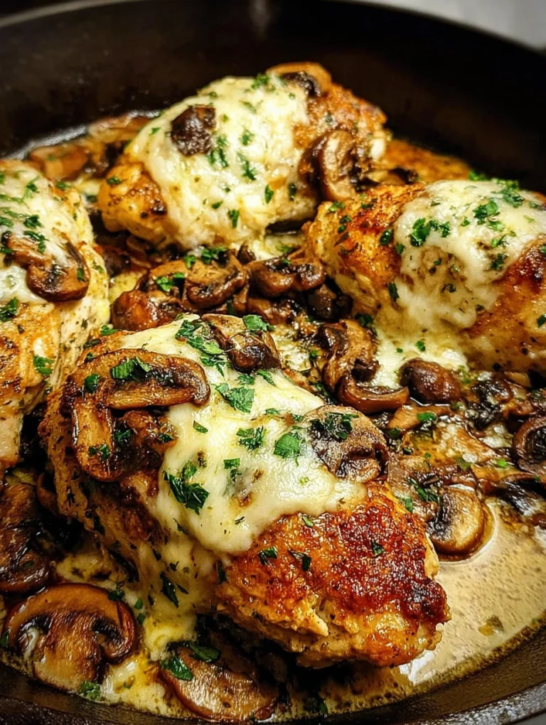 Cheesy Garlic Mushroom Chicken Skillet