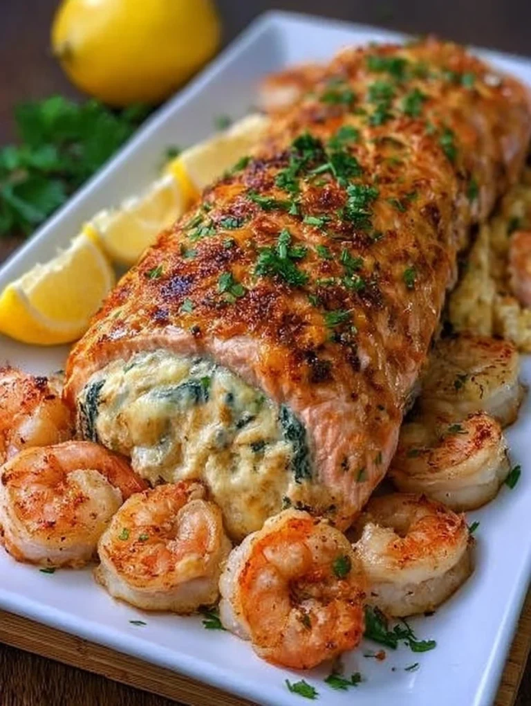 Garlic Butter Shrimp Stuffed Salmon
