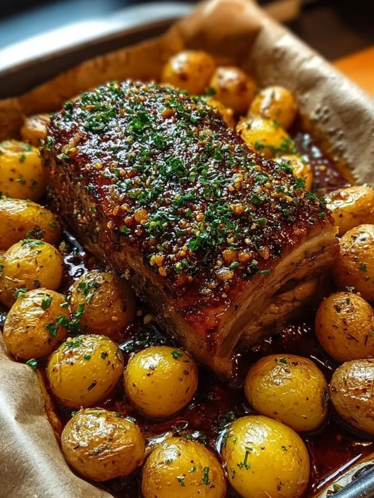 Garlic Herb Pork Roast with Baby Potatoes