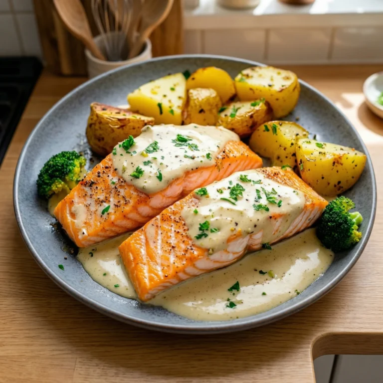 Easy Salmon with Creamy White Wine Sauce