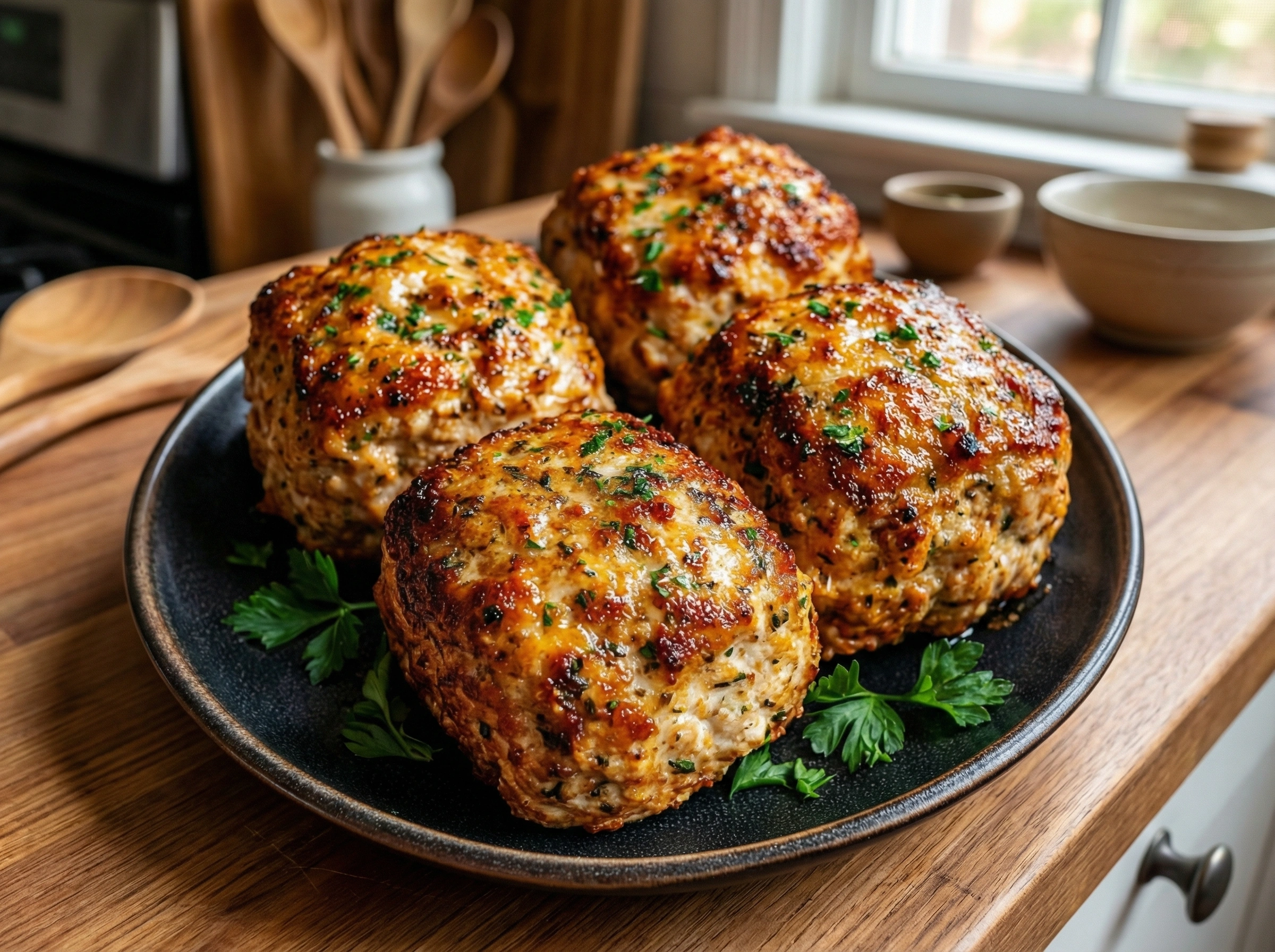 Golden Garlic Herb Chicken Meatballs