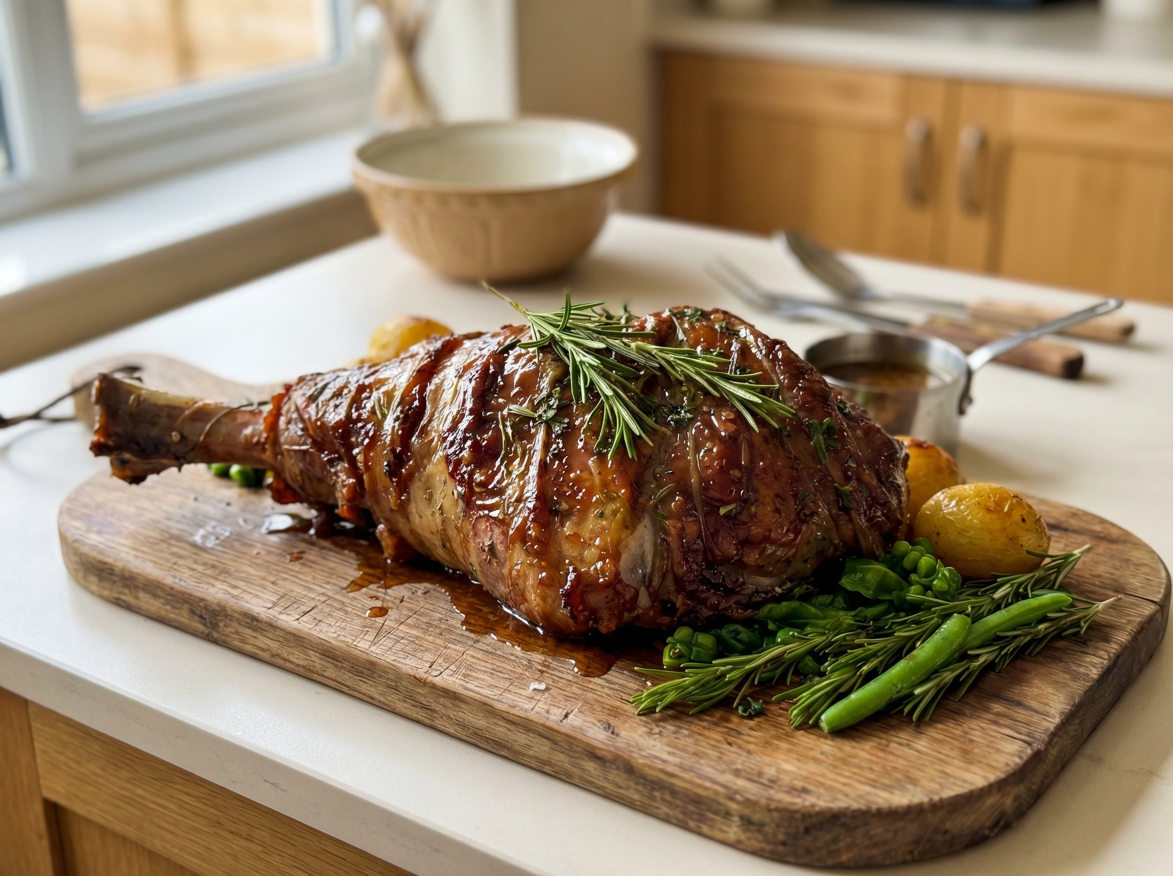 Rosemary Garlic Glazed Lamb Roast